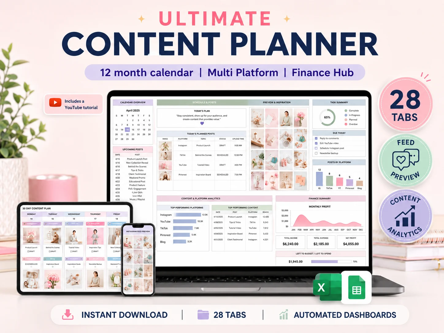 The Ultimate Content Planner - 28 Tabs, 4 Sections